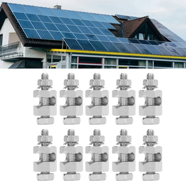 10PCS Lightning Protection Cable Clamp External Hex Copper Grounding Protection Cable Clip for PV Module - Image 4
