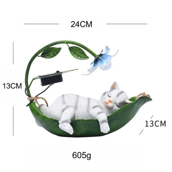 New Swinging Resin Cat Craft Garden Solar Animal Squirrel Statue Ornament Light Tree Hanging Garden Resin Decoration - Image 6