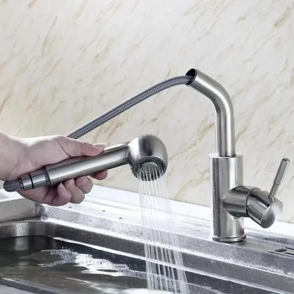 Kitchen Sink Faucet Pull Out Type Faucet Household Hot and Cold Stainless Steel Dish Sink Universal Faucet Kitchen Accessories - Image 2