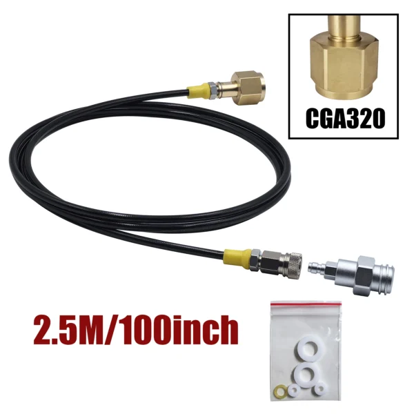 Soda Water Maker Accessories Spring Cover Hose W21.8-14 G3/4 CGA320 with Quick Disconnect Connector CO2 Tank Cylinder Adapter - Image 9
