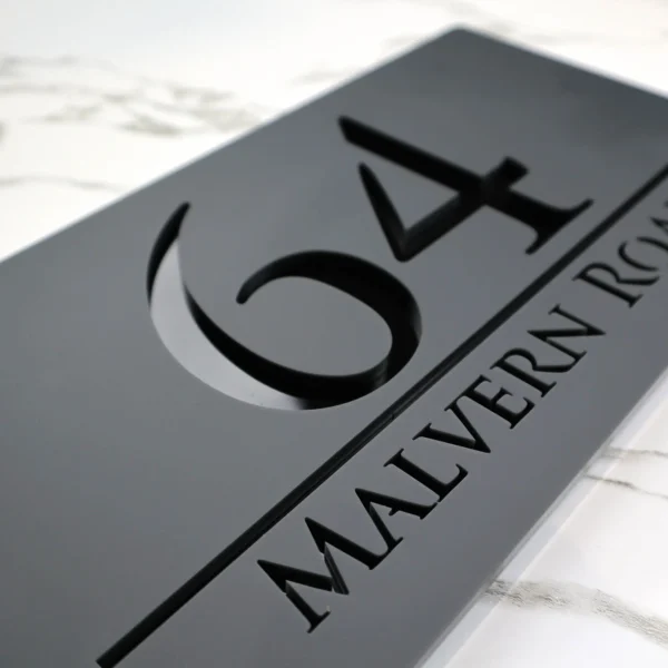 Matte Black Gray Personalized Laser Cut Large Acrylic Modern 3D Floating House Number sign Outdoor Street Family Name Plaque Are - Image 3