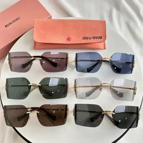 2025 Women's Fashion Square Sunglasses Frameless Gradient UV400 Small Face Trendy Cat Eye Shades - Image 11