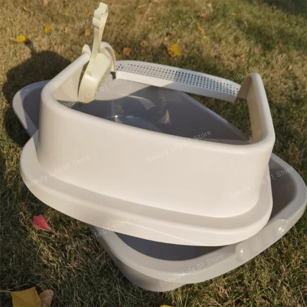 Extra Large Cat Litter Box Pet Bedpans Semi Closed Kitty Litter Pan Potty Toilet for Rabbit Medium Large Cats Small Animals - Image 20