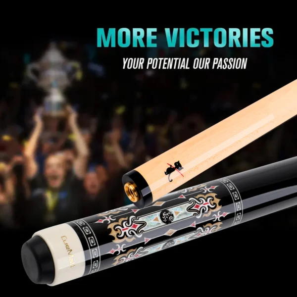 13mm Maple Pro Cue Multi-Layer Tip Chinese Artwork 58 Inch Stainless Quick-Release Low Deflection Tournament Level Durable
