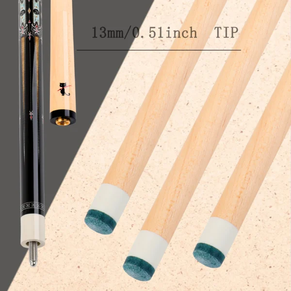 13mm Maple Pro Cue Multi-Layer Tip Chinese Artwork 58 Inch Stainless Quick-Release Low Deflection Tournament Level Durable - Image 4