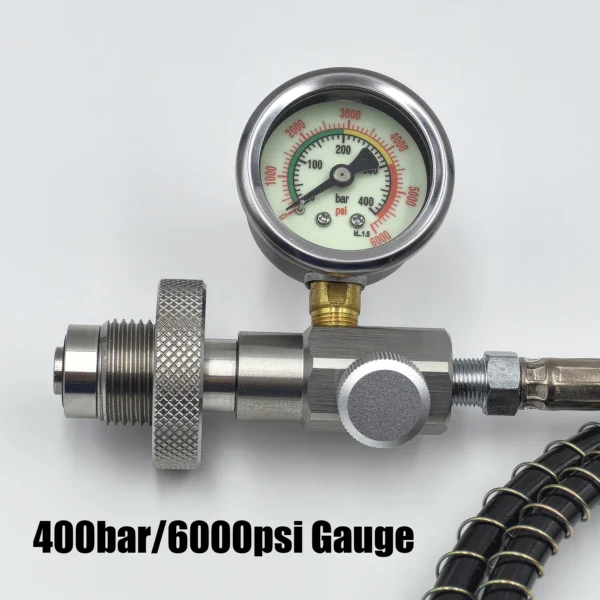 HP Filling Station Chargeing Adapter DIN Connector Big Tank To Small Bottles HPA Scuba Diving With Hose 6000psi/400bar Gauge - Image 16