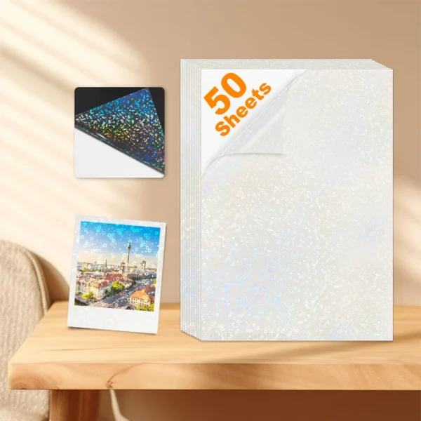 50 Sheets Glitter Cold Lminated Film Overlay Photo Paper Card DIY A4 Size Cold Laminating Sheet Waterproof Transparent Paper - Image 8