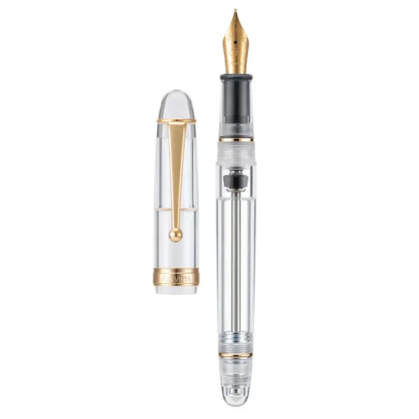 Asvine V126 Vacuum Filling Fountain Pen EF/F/M Nib, Beautiful Transparent Brown/ Matte Blue, White Acrylic Writing Gift Set - Image 7