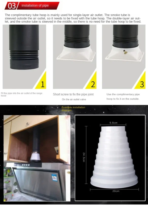 Thickened PVC Smoke Exhaust Pipe Kitchen Extractor Ventilation Tube, Scalable Flexible Duct Bathroom,Fans,∅100-180mmx1.5m,3m - Image 5